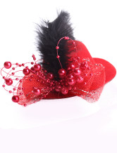 Belle plume gaze tissu perlé Bow 10cm de mariage Hat pour la mariée