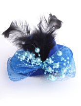 Belle plume gaze tissu perlé Bow 10cm de mariage Hat pour la mariée