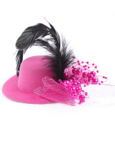 Belle plume gaze tissu perlé Bow 10cm de mariage Hat pour la mariée