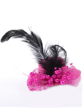 Belle plume gaze tissu perlé Bow 10cm de mariage Hat pour la mariée