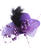 Belle plume gaze tissu perlé Bow 10cm de mariage Hat pour la mariée