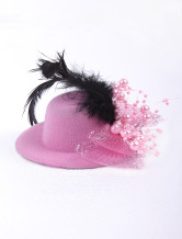 Belle plume gaze tissu perlé Bow 10cm de mariage Hat pour la mariée