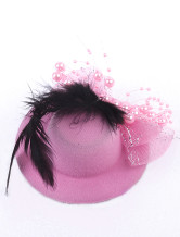 Belle plume gaze tissu perlé Bow 10cm de mariage Hat pour la mariée