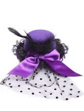 Sweet Feather Gaze Tissu Dot Bow 13cm de mariage Hat pour la mariée
