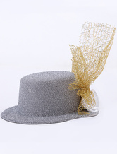 Graceful Argent Jaune Feather appliques de mariage Hat 13cm Pour Brides