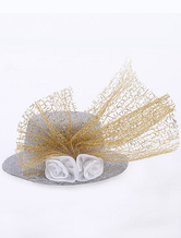 Graceful Argent Jaune Feather appliques de mariage Hat 13cm Pour Brides