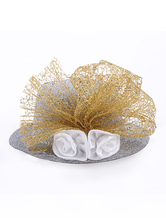 Graceful Argent Jaune Feather appliques de mariage Hat 13cm Pour Brides