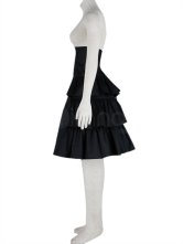 Jupe de Lolita en coton avec ride et boutons noirs  