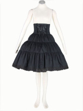 Robe Lolita  volants en coton noir avec dentelles