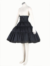 Robe Lolita  volants en coton noir avec dentelles