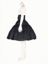 Robe Lolita  volants en coton noir avec dentelles