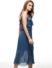 Elégante robe bleue d'été en polyester pour dames