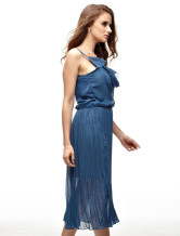 Elégante robe bleue d'été en polyester pour dames