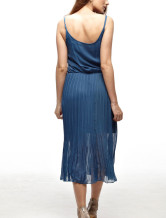 Elégante robe bleue d'été en polyester pour dames