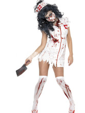 Infirmière Zombie satin Halloween Costume Scary