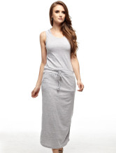 Robe d'été gris clair 65% coton 35% Femmes Dacron manches de