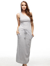 Robe d'été gris clair 65% coton 35% Femmes Dacron manches de
