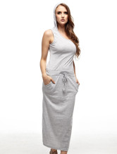 Robe d'été gris clair 65% coton 35% Femmes Dacron manches de