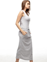 Robe d'été gris clair 65% coton 35% Femmes Dacron manches de