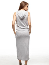 Robe d'été gris clair 65% coton 35% Femmes Dacron manches de