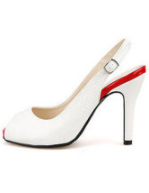 Chaussures de mode blanches avec sangle en arrière en PU à bout ouvert à talon haut