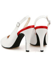 Chaussures de mode blanches avec sangle en arrière en PU à bout ouvert à talon haut