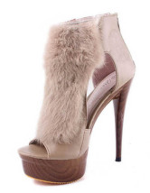 Fashion Khaki 5 1/2'' Heel PU Peep Toe Pumps