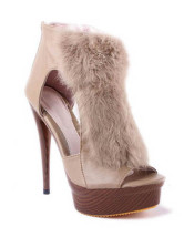 Fashion Khaki 5 1/2'' Heel PU Peep Toe Pumps