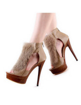 Fashion Khaki 5 1/2'' Heel PU Peep Toe Pumps
