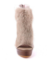Fashion Khaki 5 1/2'' Heel PU Peep Toe Pumps