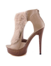 Fashion Khaki 5 1/2'' Heel PU Peep Toe Pumps