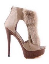Fashion Khaki 5 1/2'' Heel PU Peep Toe Pumps