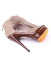 Fashion Khaki 5 1/2'' Heel PU Peep Toe Pumps
