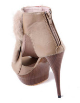 Fashion Khaki 5 1/2'' Heel PU Peep Toe Pumps