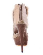 Fashion Khaki 5 1/2'' Heel PU Peep Toe Pumps