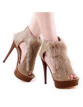 Fashion Khaki 5 1/2'' Heel PU Peep Toe Pumps