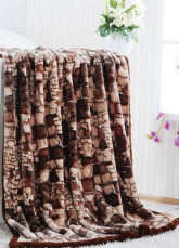 Superbe brune 200 * 230 cm Raschel lit courtepointe