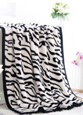 Superbe brun blanc 200 * 230 cm Raschel lit courtepointe