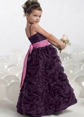 Spaghetti Sash Ball Gown Satin Organza Flower Girl Dress