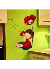 Peintures Décoration Murale Amovible Fille Flute 77*88cm PVC  