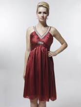 Red Sweet Organza With Satin Womens Evening Dress