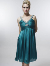 Red Sweet Organza With Satin Womens Evening Dress