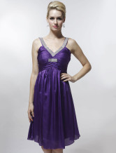 Red Sweet Organza With Satin Womens Evening Dress