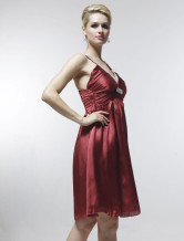 Red Sweet Organza With Satin Womens Evening Dress