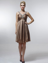 Red Sweet Organza With Satin Womens Evening Dress