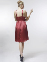 Red Sweet Organza With Satin Womens Evening Dress