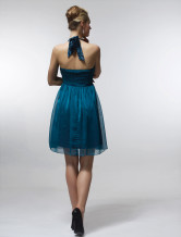 Sexy Green Satin Gauze V-neck Sleeveless Graduation Dress