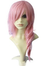 Perruque de cosplay rose de 70cm pour Fantaisie Finale Foudre 