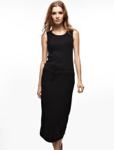Cool Noire Coton 65% Polyester 35% Hood manches Summer Dress Ladies