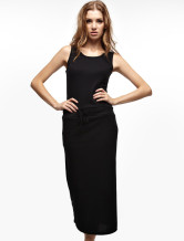 Cool Noire Coton 65% Polyester 35% Hood manches Summer Dress Ladies
